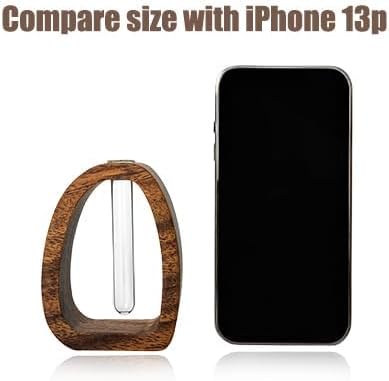 Solid Wood Frame Glass Test Tube Vase Desk Hydroponic Plant, Enhances Home and Office Environment, Small Size (Small)-VerdiqueGarden