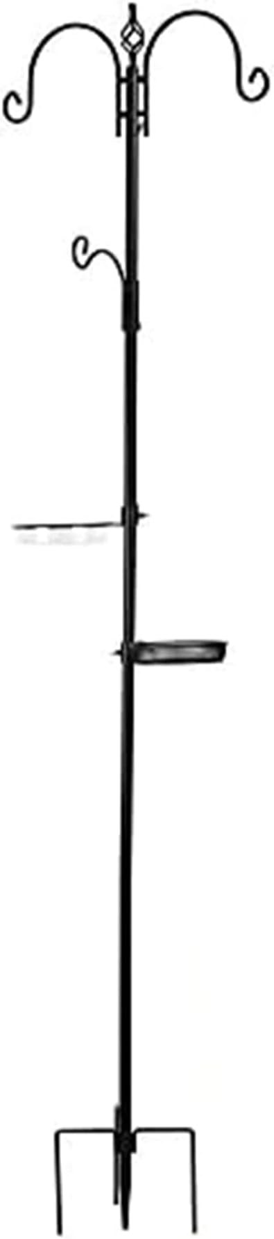 Ashman Deluxe Bird Feeding Station (1 Pack) Bird Feeders for Outside - Multi Feeder Pole Stand Kit with 4 Hangers, Bird Bath and 3 Prong Base for Attracting Wild Birds - 22 Inch Wide x 92 Inch Tall.-VerdiqueGarden