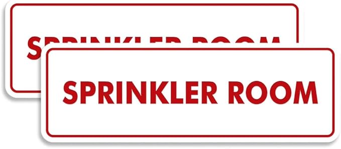 Signs ByLITA Standard Sprinkler Room Sign (White/Red) - Medium 2 Pack-VerdiqueGarden