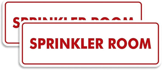 Signs ByLITA Standard Sprinkler Room Sign (White/Red) - Medium 2 Pack-VerdiqueGarden