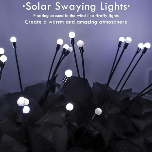 OZS 4Pack 32LED Solar Garden Lights - Solar Lights Outdoor, Solar Firefly Lights, Solar Swaying Light, Sway by Wind, Solar Fairy Lights Waterproof for Garden Patio Pathway Decoration(Cool White)-VerdiqueGarden
