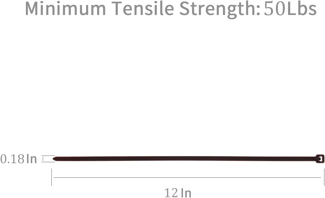 XINGO 100PCS Cable Zip Ties Heavy Duty, Premium Nylon Plastic Wire Ties with 50 Pounds Tensile Strength, Self-Locking Black Nylon Zip Ties for Indoor and Outdoor (12 inch, Brown)-VerdiqueGarden