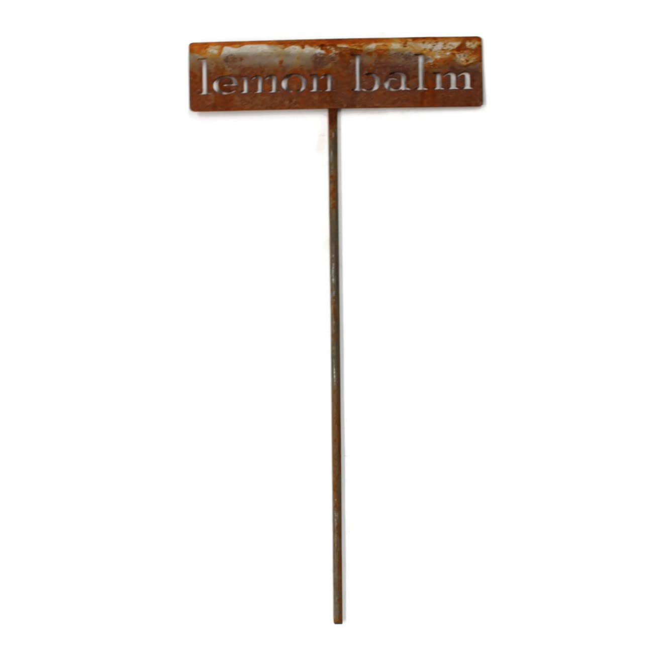 Classic Metal Garden Markers 19 Inches Tall (lemon balm, Naturally Rusted)-VerdiqueGarden