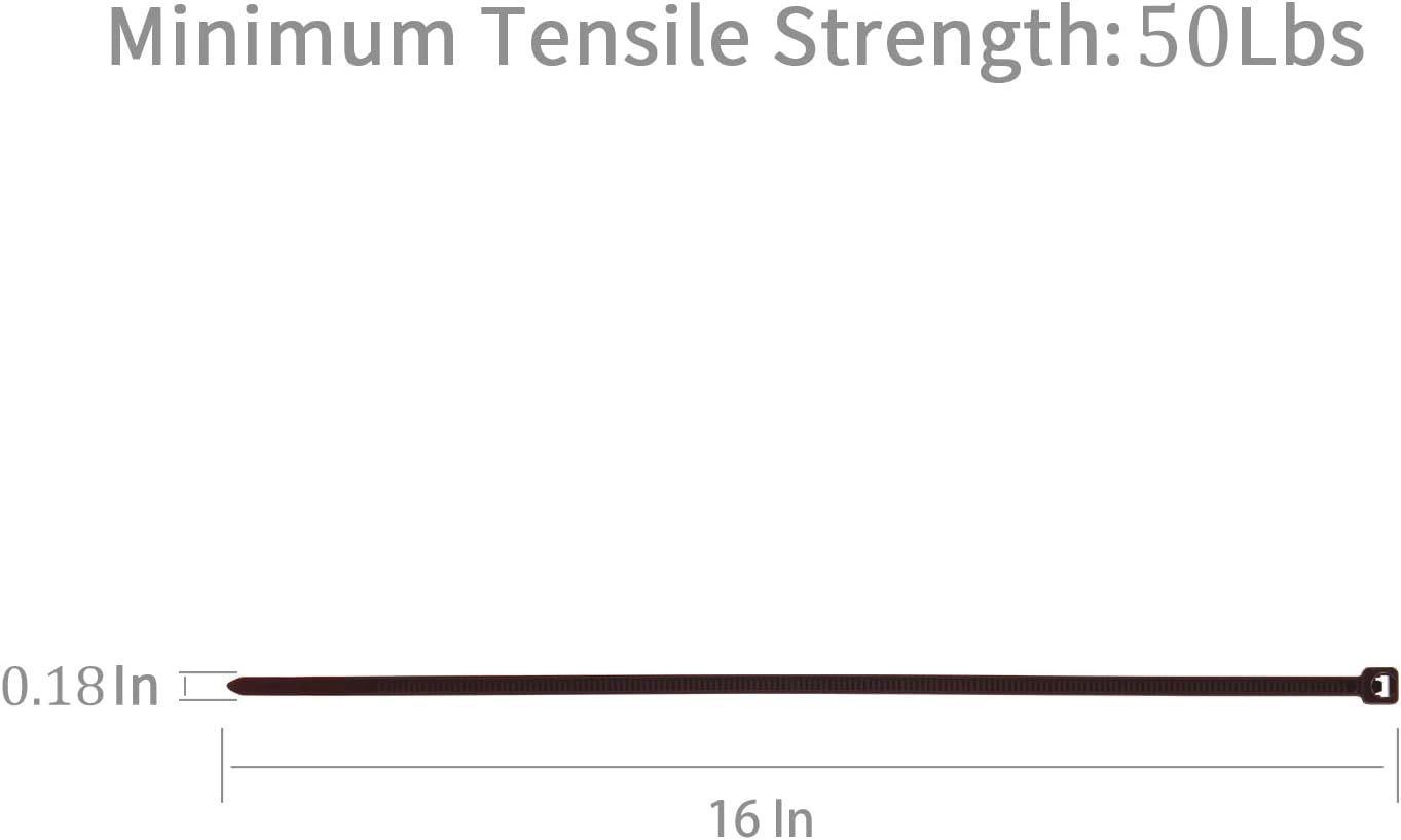 XINGO 100PCS Cable Zip Ties Heavy Duty, Premium Nylon Plastic Wire Ties with 50 Pounds Tensile Strength, Self-Locking Black Nylon Zip Ties for Indoor and Outdoor (16 inch, Brown)-VerdiqueGarden