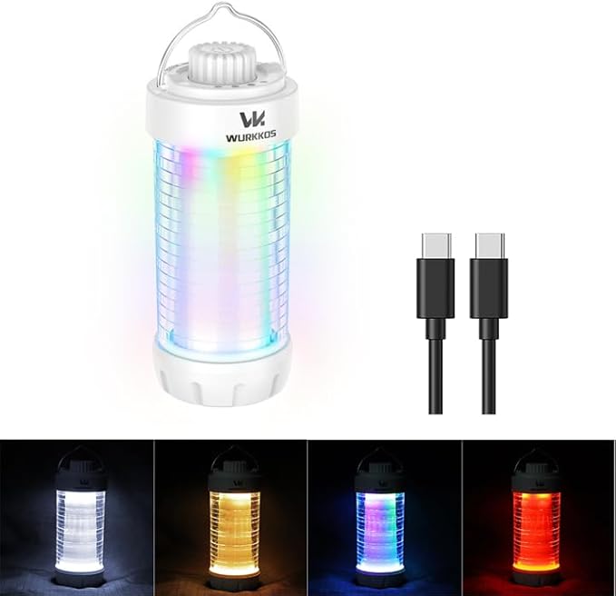 Wurkkos CL01 Camping Lantern Rechargeable, 550LM Waterproof Tent Light with Magnet Base, Up to 300H Runtime,Portable Lantern Flashlight with RGB light,Emergency Camp Light for Hurricane,Hiking,Camping-VerdiqueGarden