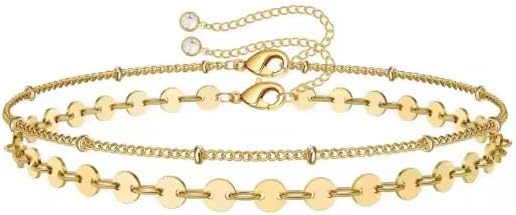 Solza 2 Layer Gold Plated Bracelet – Stainless Steel Adjustable Layered Chain with 3mm Beads, 18K Gold Plated Non Tarnish Jewelry for Women, Elegant Beaded Bracelet Stack for Everyday Wear