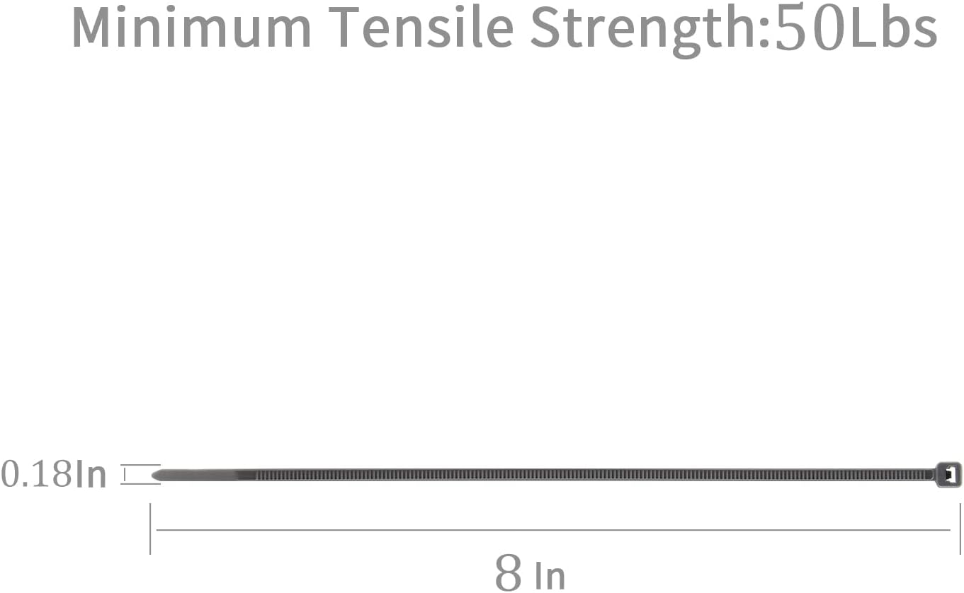 XINGO 100PCS Cable Zip Ties Heavy Duty, Premium Nylon Plastic Wire Ties with 50 Pounds Tensile Strength, Self-Locking Black Nylon Zip Ties for Indoor and Outdoor (8 inch, Silver)-VerdiqueGarden