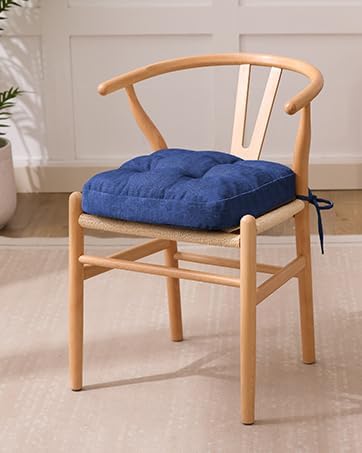 Chair Cushions, Dining Chair Cushions, Tufted Indoor Chair Pads, Set of 4, Navy Blue, 16.5'' x 16.5'' x 3.5''-VerdiqueGarden