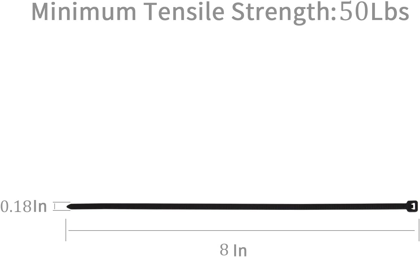 XINGO 100PCS Cable Zip Ties Heavy Duty, Premium Nylon Plastic Wire Ties with 50 Pounds Tensile Strength, Self-Locking Black Nylon Zip Ties for Indoor and Outdoor (8 inch, Black)-VerdiqueGarden