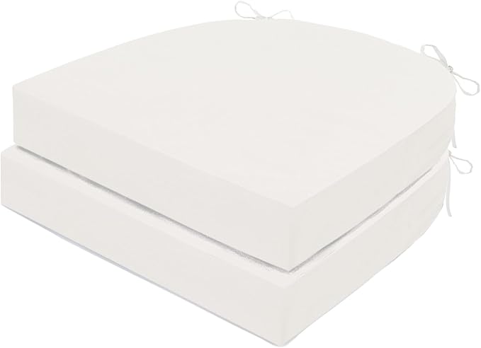 Outdoor Chair Cushions Set of 2, Waterproof Foam Patio Seat Cushions with Ties for Garden Sofa & Dining Furniture, 3-Year Color Fastness, 18x18x3 Inch, Beige-VerdiqueGarden