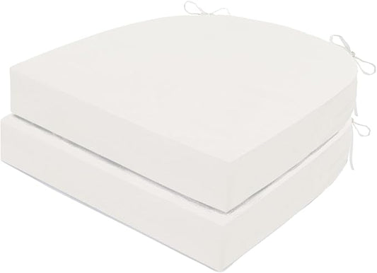 Outdoor Chair Cushions Set of 2, Waterproof Foam Patio Seat Cushions with Ties for Garden Sofa & Dining Furniture, 3-Year Color Fastness, 18x18x3 Inch, Beige-VerdiqueGarden