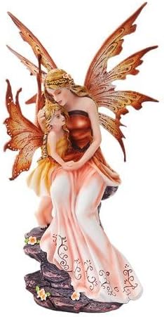 PTC 8.75 Inch Mother and Baby Orange Winged Fairy Statue Figurine-VerdiqueGarden