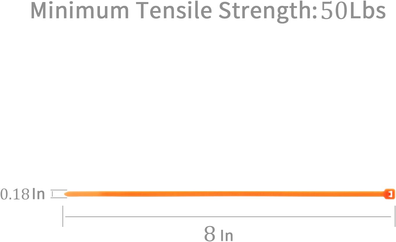 XINGO 1000 PCS Orange Zip Ties 8 Inch, 60 LBS Tensile Strength, Self-Locking Nylon Plastic Nylon PA66 Wire Ties for Indoor and Outdoor Use-VerdiqueGarden