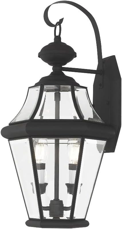 Livex Lighting 2261-91 Georgetown 2 Light Outdoor Wall Lantern, Brushed Nickel-VerdiqueGarden