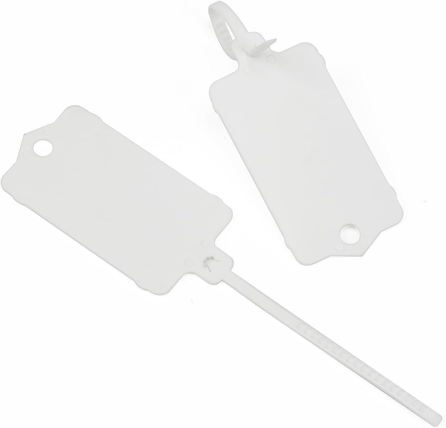 100pcs Blank Plastic Tags for Labeling Reusable Hanging Tags Ties Key Tag Storage Labels Waterproof Plastic Mark Label Writable Hang Sign with One Marker Pen (White)-VerdiqueGarden