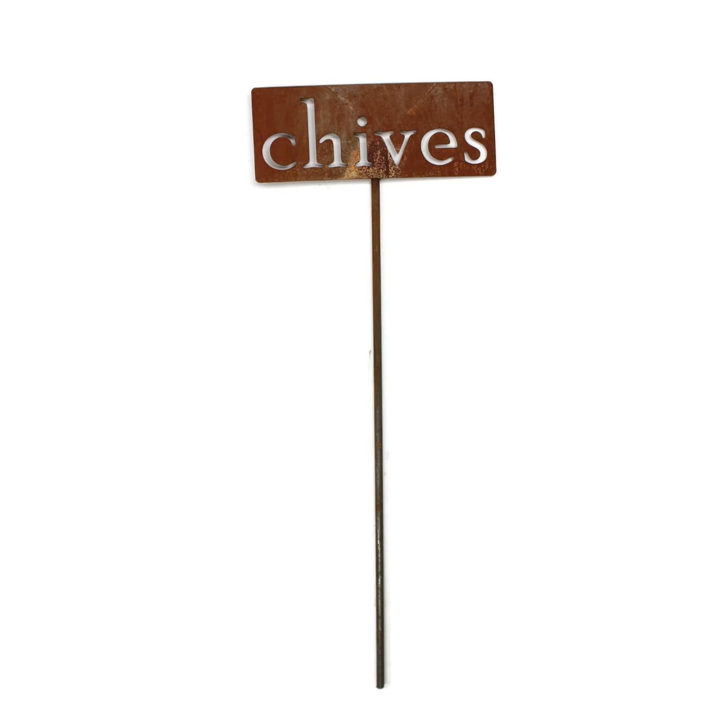 Classic Metal Garden Markers 19 Inches Tall (chives, Naturally Rusted)-VerdiqueGarden
