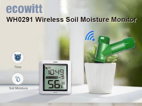 ECOWITT WH0291 Soil Moisture Tester Plant Soil Moisture Sensor Meter with Digital LCD Display-VerdiqueGarden