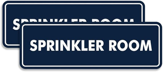 Signs ByLITA Standard Sprinkler Room Sign (Navy Blue/White) - Small 2 Pack-VerdiqueGarden