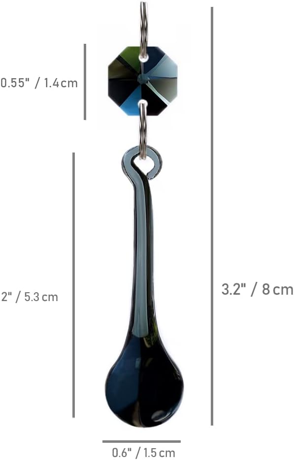 12pcs Raindrop Crystal Chandelier Prisms Parts, 53mm Hanging Crystals Beads for Chandeliers, Home Decoration (Transparent Black)-VerdiqueGarden