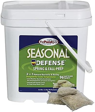 The Pond Guy Seasonal Defense, Spring & Fall Beneficial Bacteria, Barley & Enzymes, Cold Water Pond Sludge & Scum Treatment, Fish & Plant Safe, 96 Packets-VerdiqueGarden