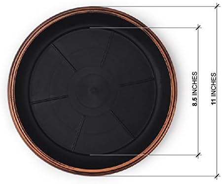 11" Decorative Heavy Duty Tray/Saucer (2 Pack) Rustic Medieval/French Country Look, Pot/Planter Base for Indoor/Outdoor Decor Use. Long Lasting, Reusable Light Weight (11 inches, Copper)-VerdiqueGarden