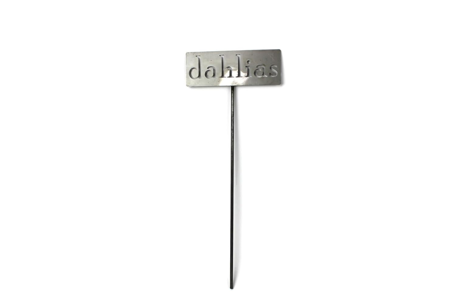 Classic Metal Garden Markers 19 Inches Tall (dahlias, Raw, Unfinished Steel (will rust with time))-VerdiqueGarden