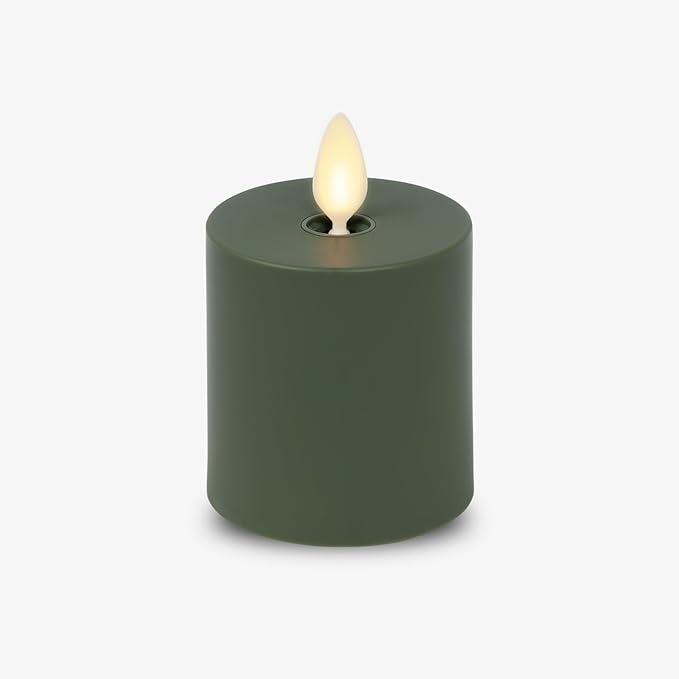 Luminara Outdoor Votive Flameless LED Candle, Baked Clay 2" x 3.2", Moving Flame Battery Operated Timer Remote Ready IPX4 Matte Plastic Finish-VerdiqueGarden