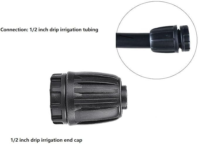 1/2 inch Drip Irrigation Fittings End Caps For (0.52" ID x 0.65" OD) 16mm Drip Irrigation Tubing Connectors End Plugs-10 Pack-VerdiqueGarden