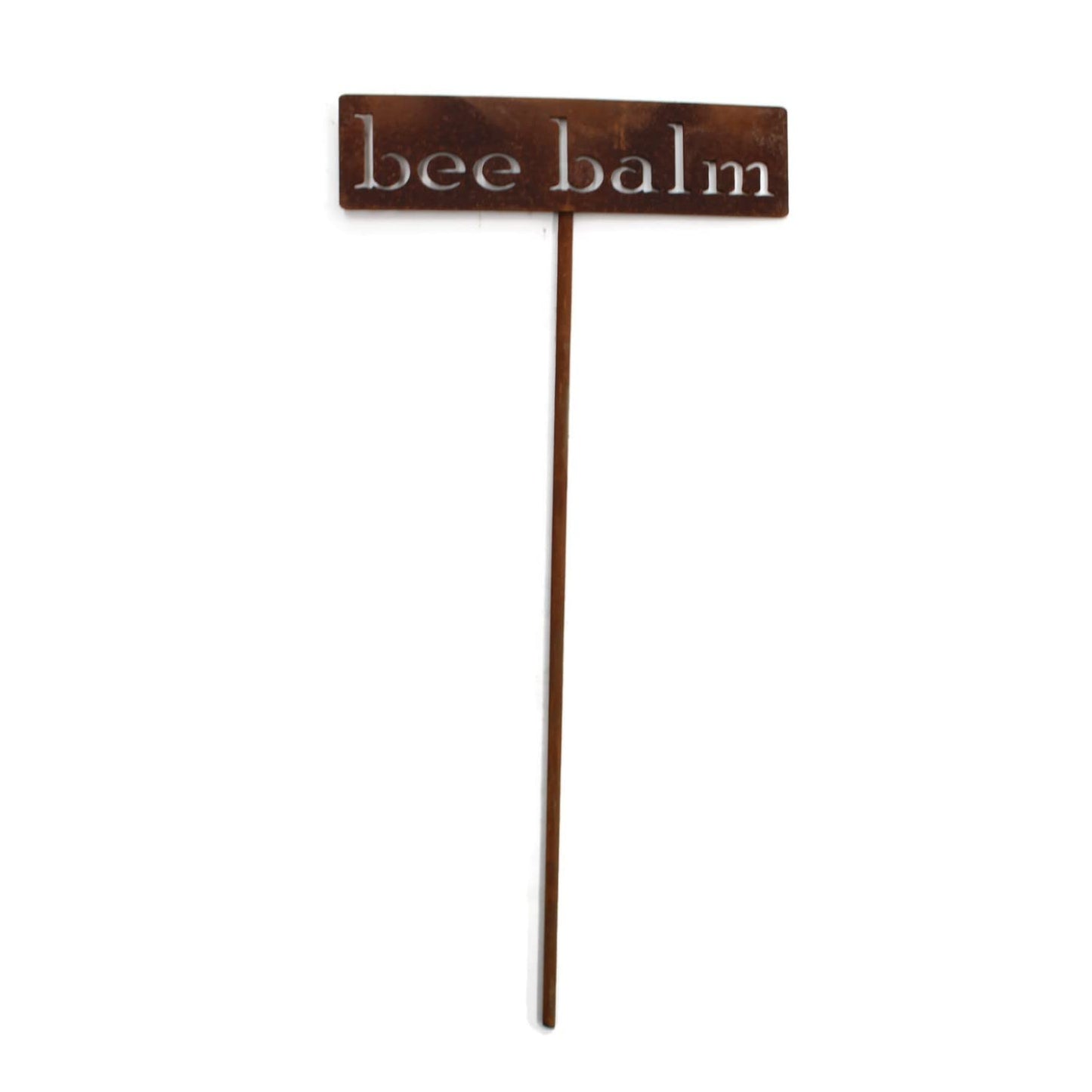 Classic Metal Garden Markers 19 Inches Tall (bee balm, Naturally Rusted)-VerdiqueGarden