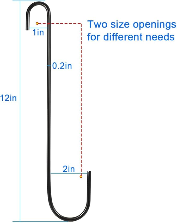 Vindar 3 Pack 12 Inches Bird Feeder Hook Extra Large S Hooks Heavy Duty Hooks Hangers for Tree Branch, Bird Feeder, Hummingbirds Feeders, Bird House, Office, Wind Chimes, Lanterns, Gardening Tools-VerdiqueGarden
