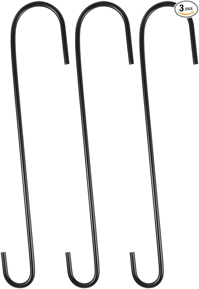 Vindar 3 Pack 12 Inches Bird Feeder Hook Extra Large S Hooks Heavy Duty Hooks Hangers for Tree Branch, Bird Feeder, Hummingbirds Feeders, Bird House, Office, Wind Chimes, Lanterns, Gardening Tools-VerdiqueGarden