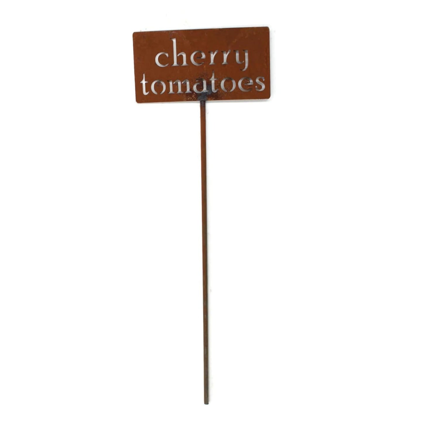Classic Metal Garden Markers 19 Inches Tall (cherry tomatoes, Naturally Rusted)-VerdiqueGarden