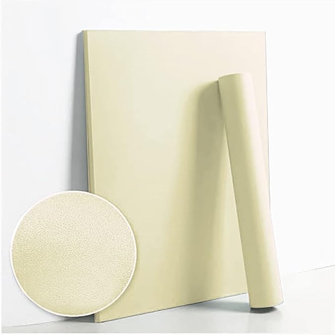 Dimoon 118''x17.7'' Beige Peel and Stick Wallpaper Contact Paper Modern Self Adhesive Wall Paper Removable Renter Friendly Textured Solid Color Shelf Cabinet Vinyl Roll (118''x17.7'',Beige)-VerdiqueGarden