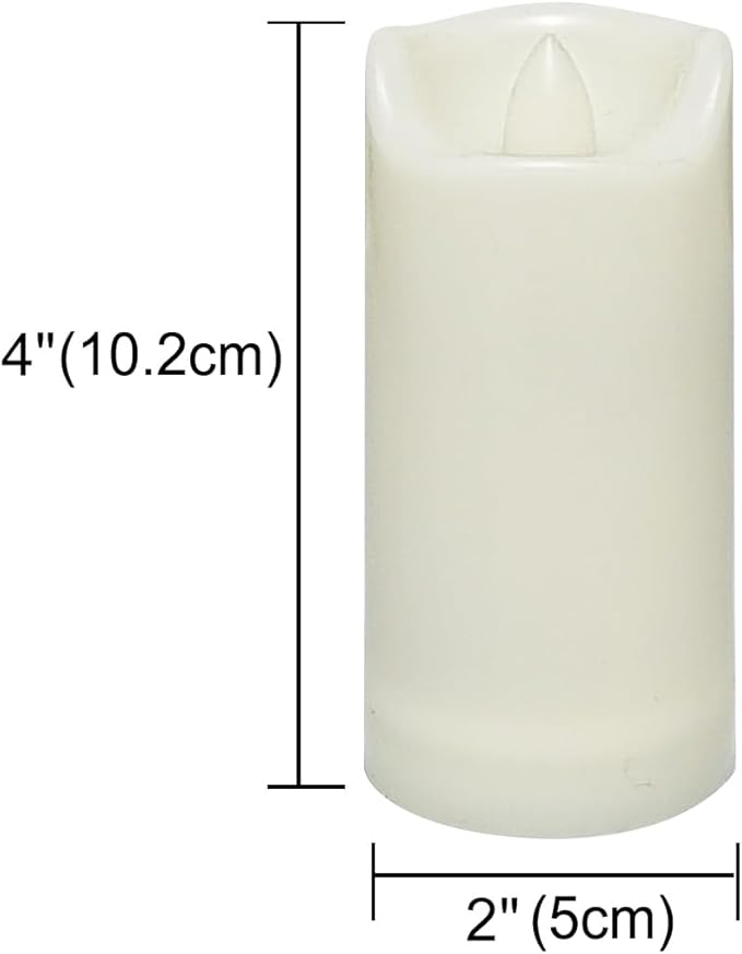 CANDLE CHOICE Waterproof Outdoor Battery Operated Flameless Candles with Auto Timer Flickering Plastic Resin Electric LED Slim Pillar Lights for Lantern Patio Garden Wedding Decorations 2”x4” 2 Pack-VerdiqueGarden