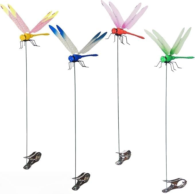 3D Fake Dragonfly Clip - Decorative Fly Repellent Clip Dragonfly Design for Home Garden Outdoor Decor & Pole Mounting-VerdiqueGarden