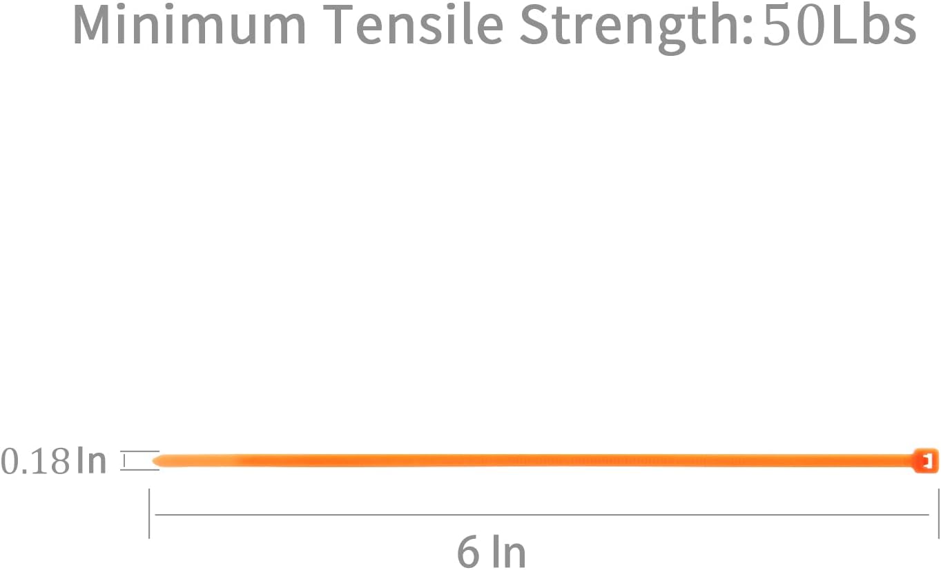 XINGO 100PCS Cable Zip Ties Heavy Duty, Premium Nylon Plastic Wire Ties with 50 Pounds Tensile Strength, Self-Locking Black Nylon Zip Ties for Indoor and Outdoor (6 inch, Orange)-VerdiqueGarden