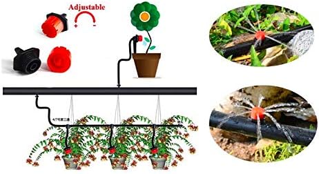 (100-PACK) - 360 Degree 1/4" Inch Universal Barbed Drip Emitter - Adjustable Flow 0-18.5 GPH Fit 1/4 (4-7mm) Drip Irrigation Tubing - Professional Grade Drippers for Drip Irrigation-VerdiqueGarden