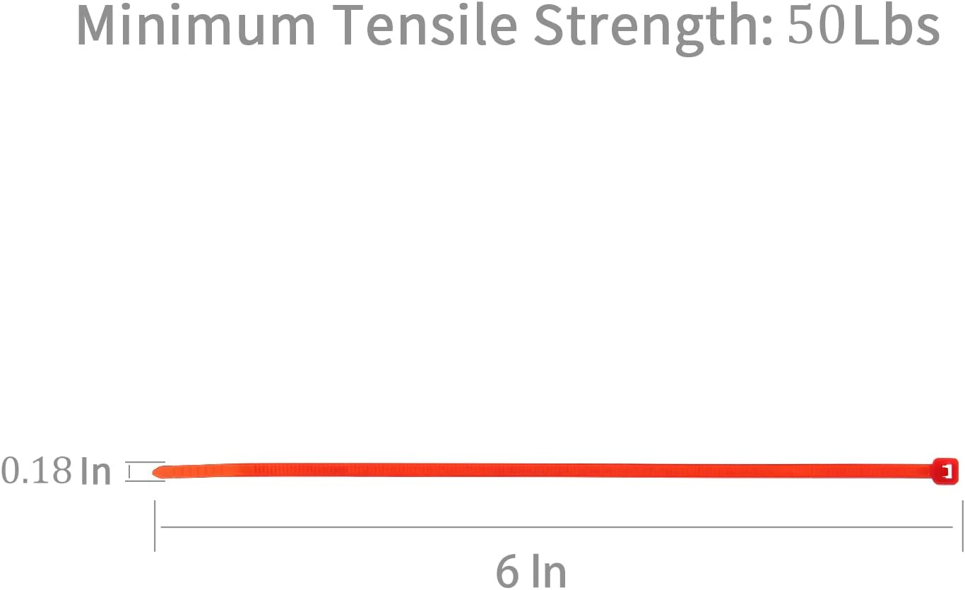 XINGO 100PCS Heavy Duty Cable Zip Ties, 6 Inch, Red, Self-Locking, Sturdy Nylon, 50 Pounds Tensile Strength-VerdiqueGarden