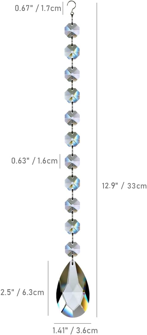 1ft 6pcs Teardrop Crystals Garland, Chandelier Hanging Crystals Beads Chain for Home Wedding Decoration Clear GOLDENHAITAI-VerdiqueGarden