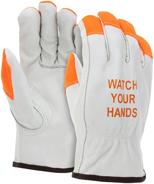 ATERET 12 Pairs Hi Vis Heavy Duty Durable Cowhigh Leather Work Gloves-VerdiqueGarden