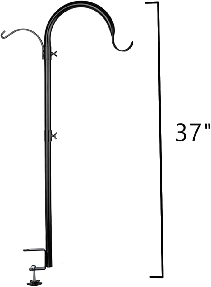 WOSIBO 3 Pack Three Span Deck Hook, 37 Inches Deck Bird Feeder Pole, Hanging Baskets Porch Multi-Hook for Deck Kit with Three Branches for Plant Hangers, Lanterns, Wind Chimes and More-VerdiqueGarden