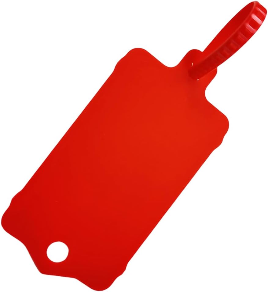 100pcs Reusable Blank Plastic Tags Ties Key Tags 1.45"*2.48" Serrated Tension Sealing Strap with Large Label Plastic Tie Mark Label Waterproof Hang Sign Write on Tag (Red, 100pcs)-VerdiqueGarden