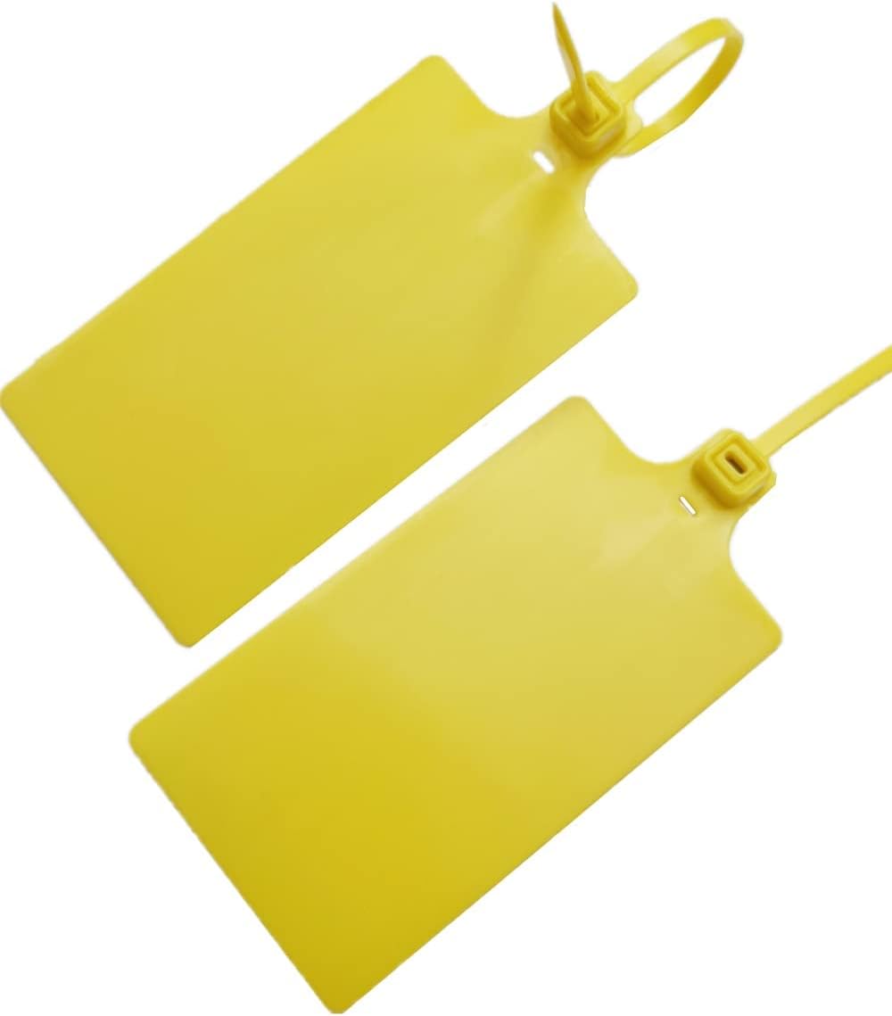 Blank Waterproof Plastic Tags Marker Ties Large Labeling Tags Fastener 2.28"×3.94" 200pcs,Yellow-VerdiqueGarden