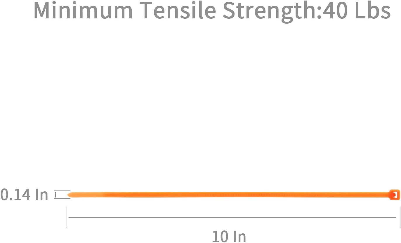 XINGO 10 Inch Cable Zip Ties (500 Pack), 40 Lbs Tensile Strength-Heavy Duty, Self-Locking Nylon Plastic Nylon Wire Ties for indoor and outdoor use(Orange)-VerdiqueGarden