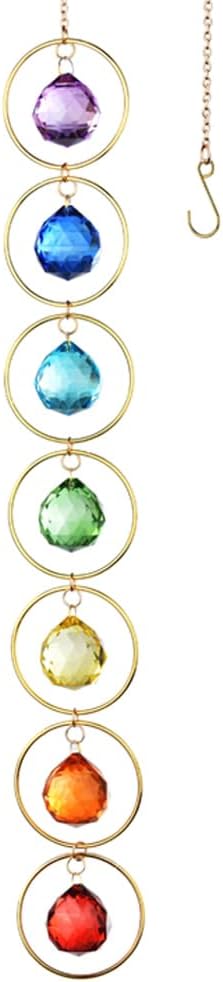 Hanging Sunlight Catcher, 7-Color Crystal Balls for Wind Chimes, 7-Chakra Crystal Ball Pendant, Chakra Window Ornament, Garden Decoration-VerdiqueGarden