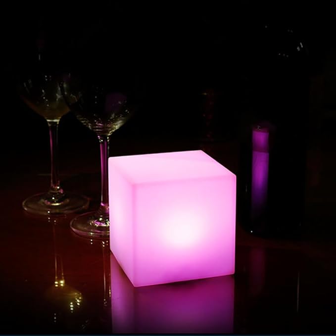 Mr.Go 4-inch Dimmable LED Night Light Mood Lamp for Kids and Adults - 16 RGB Colors - 8 Level Dimming - 4 Lighting Effect - Rechargeable - Remote Control - Decorative, Fun & Safe - White Finish Cube-VerdiqueGarden