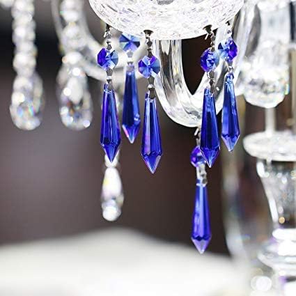 HDCRYSTALGIFTS 25pcs Blue Chandelier Crystals Replacement Chandelier Icicle Crystal Prisms Crystal Drop Prisms-VerdiqueGarden