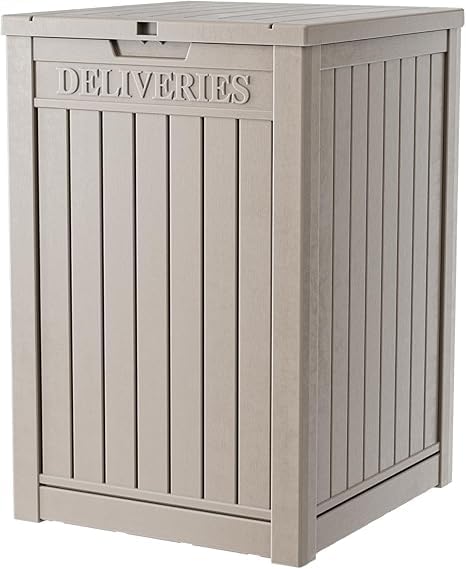 DRATO 48 Gallon Package Delivery Box, Large Lockable Storage Box, Double-Wall Resin Outdoor Package Delivery and Waterproof Deck Box for Porch, Patios-VerdiqueGarden