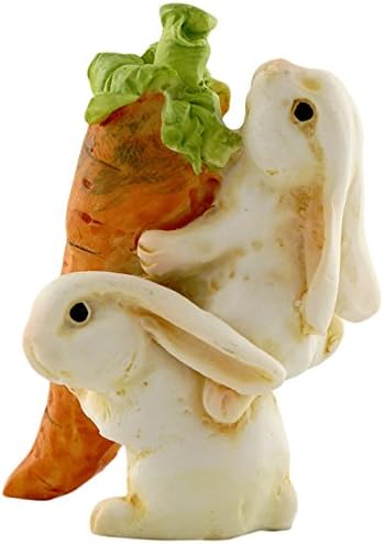 Top Collection Miniature Fairy Garden and Terrarium Statue, Rabbits Carrying Carrot-VerdiqueGarden