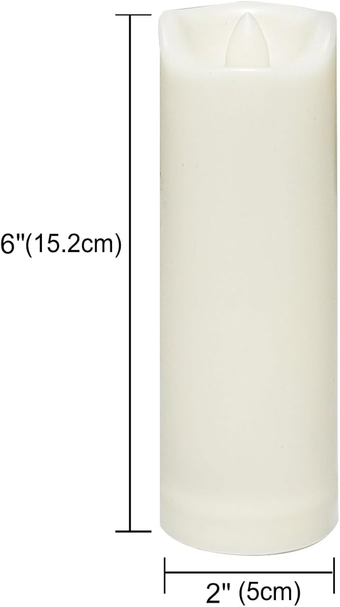 CANDLE CHOICE Waterproof Outdoor Battery Operated Flameless Candles with Auto Timer Flickering Plastic Resin Electric LED Slim Pillar Lights for Lantern Patio Garden Wedding Decorations 2”x6” 2 Pack-VerdiqueGarden